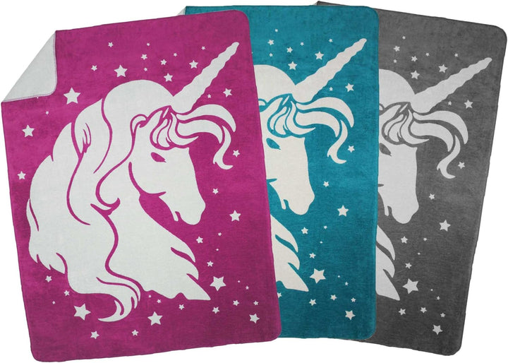 Moon Luxus Kuscheldecke Wolldecke Wohndecke Baumwolldecke Einhorn 150x200 (Petrol), Petrol