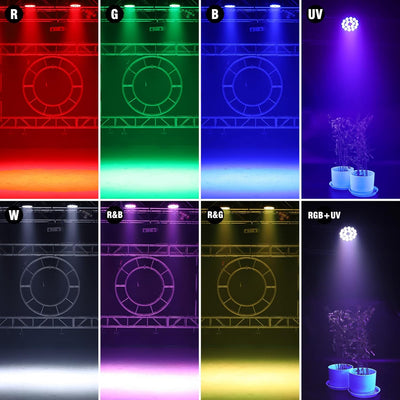 DELIBANG Par LED UV RGB Luci Palcoscenico Discoteca DJ Faretti 18 LED Par DMX Auto Sound 200W, 8CH A