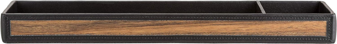 Sebastian Sturm Stifteschale FRANKIE | Echtes Holz und Leder in Schwarz | Stiftschale Stiftablage Sc