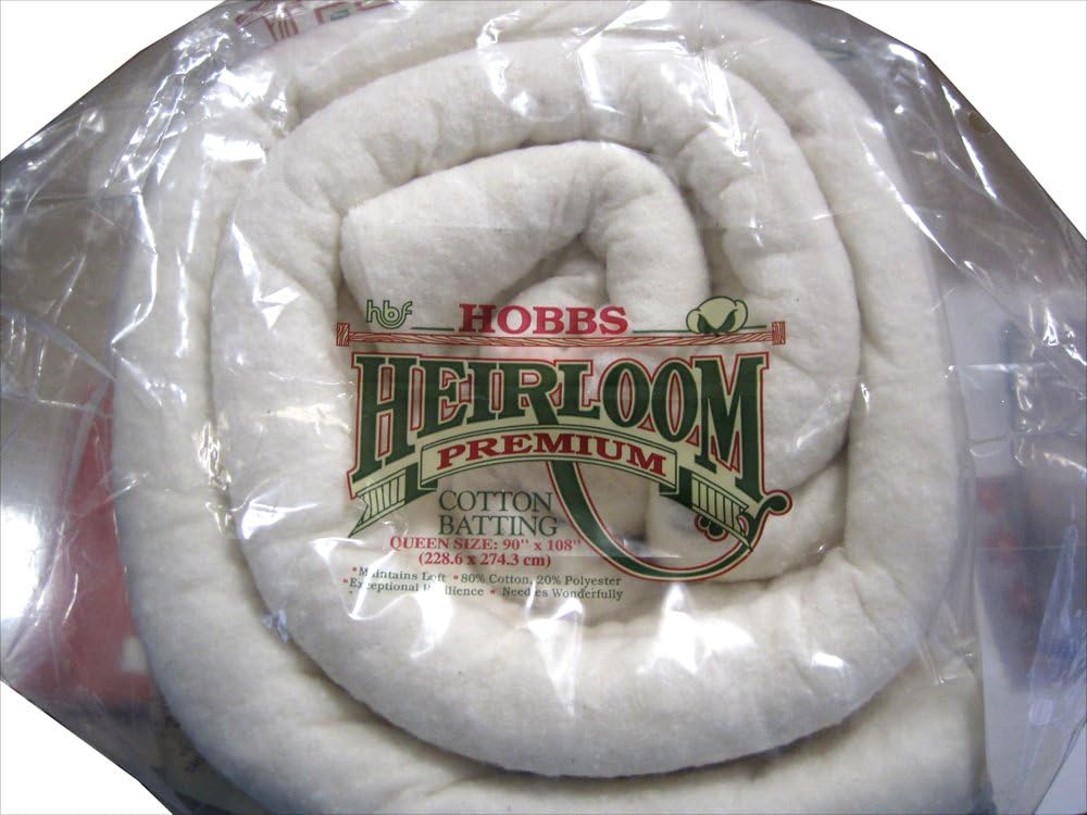 Hobbs 90 x 108-Inch Queen Heirloom Premium Cotton Batting, White by Hobbs Sortiert, Sortiert