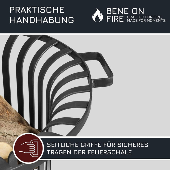 BENE ON FIRE Feuerschale rund Ø 60cm Tennessee aus Stahl | Feuerkorb für Garten | Feuerstelle mit Ko