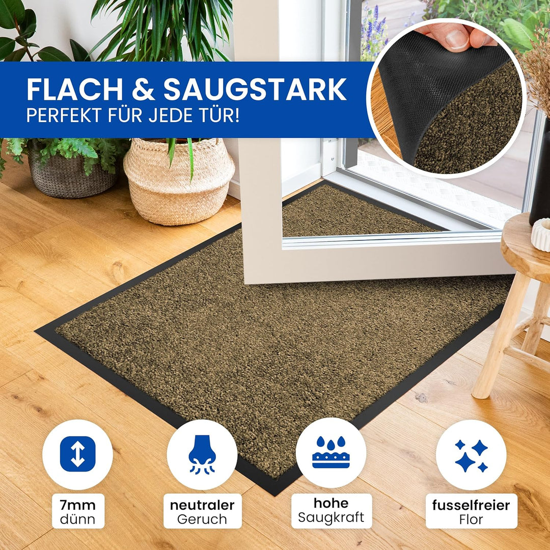 Gentle North Hochwertige Fussmatte Beige Schwarz 80x120cm gross für Innen & Aussen - Schmutzfangmatt