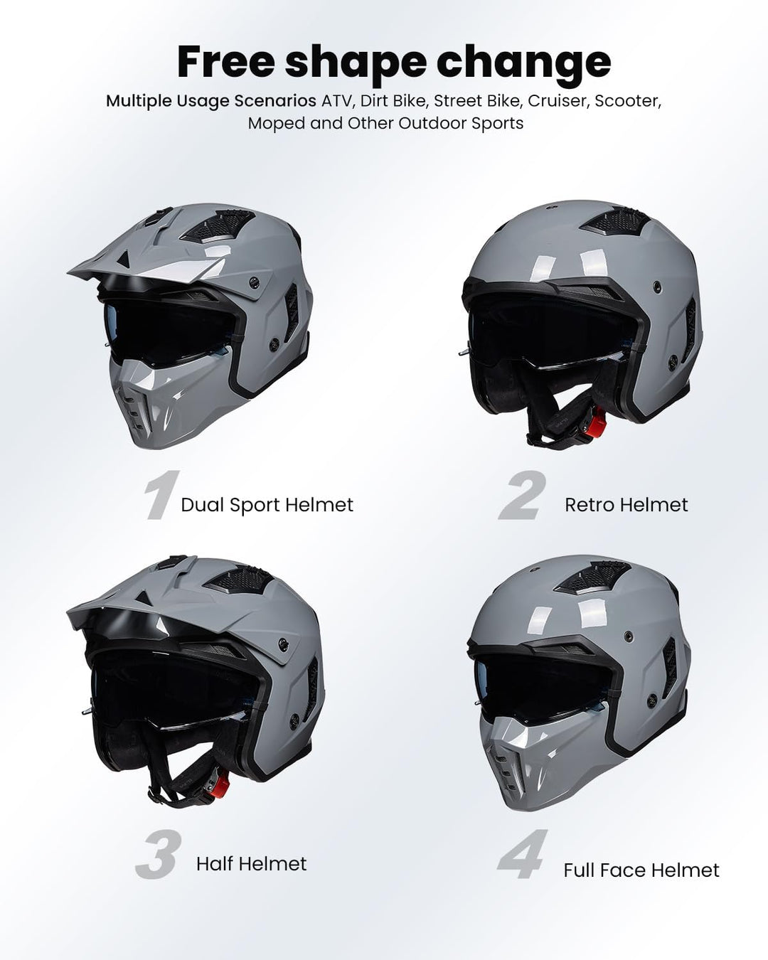ILM Helm Integralhelm | Jethelm Motorrad Motocross Herren Damen Vintage Retro mit Visier ECE mit ans