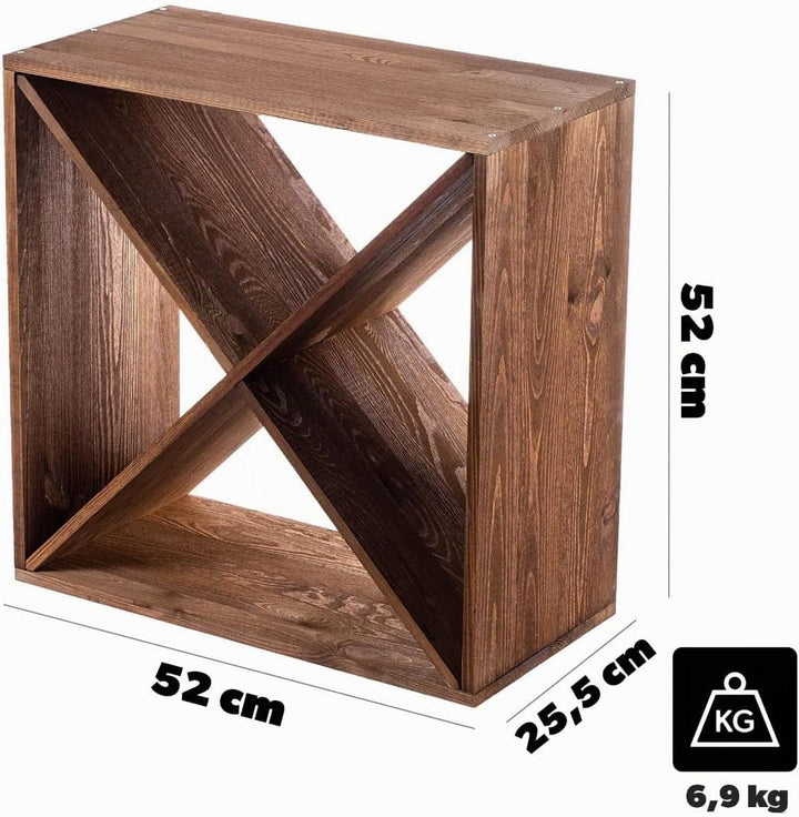 KADAX Weinregal aus Holz, 52 x 25.5 x 52 cm, Grosses Flaschenregal für viele Weinflaschen, rustikale