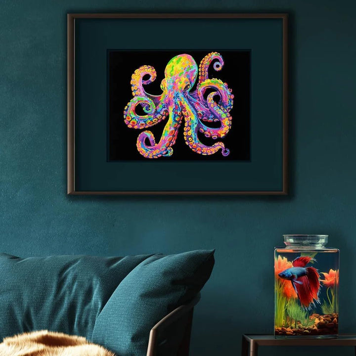 DIAMOND DOTZ 2594372 Original 5D Diamond Painting Set, Neon Oktopus, mit Neonfarben und Samt, DIY Di