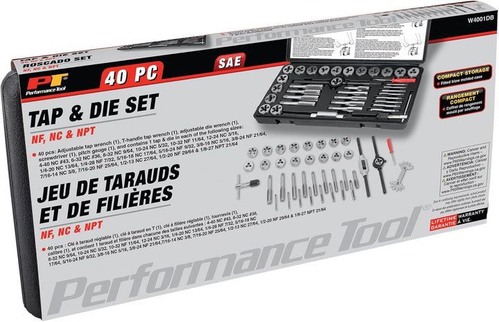 Performance Tool Northwest - Trail Products, W4001DB 40-Piece SAE Tap And Die Set, 40-Piece SAE Tap