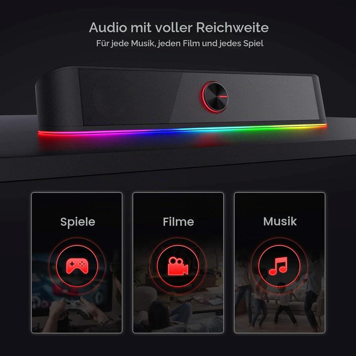 Redragon GS560 Adiemus RGB Desktop-Soundbar, 2.0-Kanal-Computerlautsprecher mit dynamischer Lichtlei