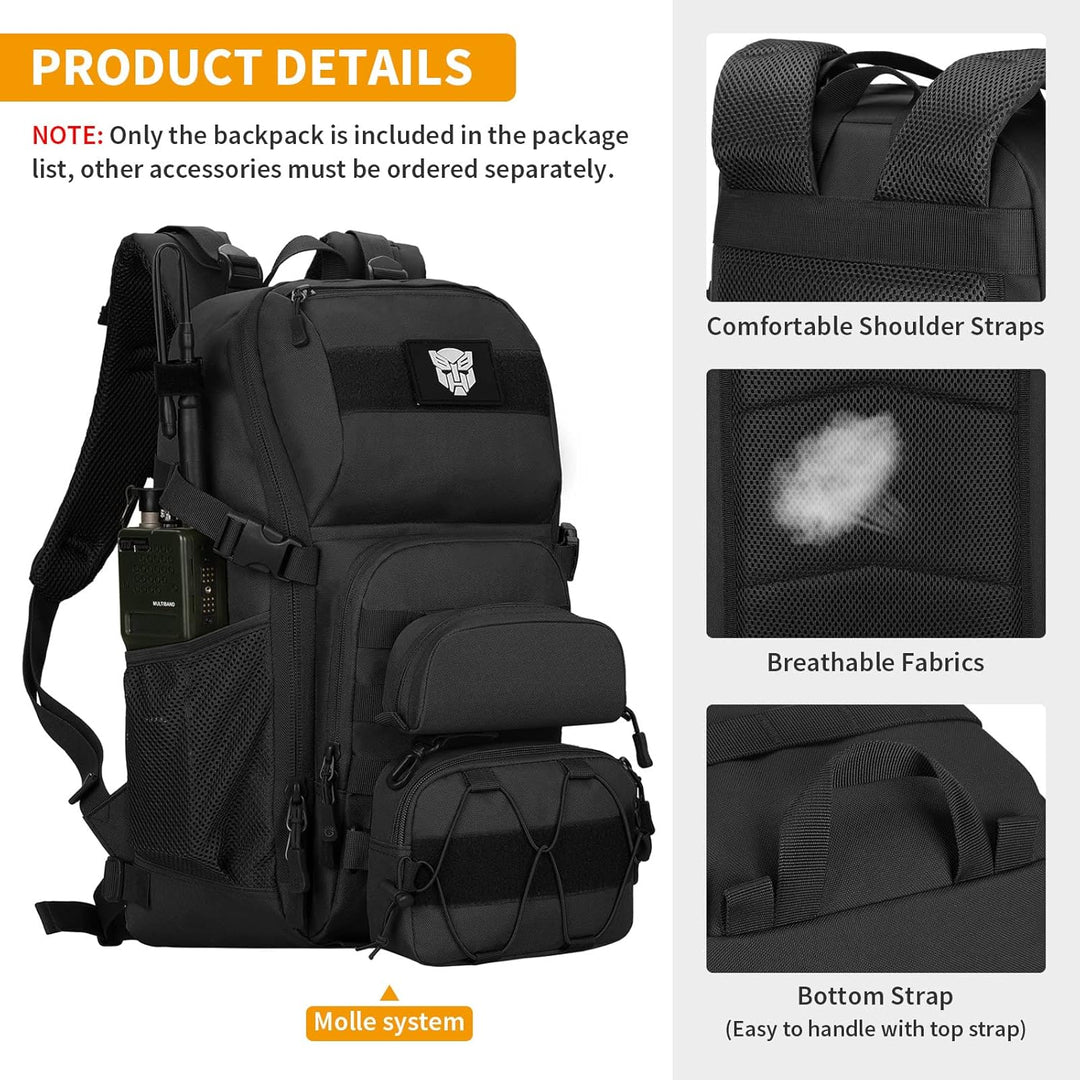 VINBAGGE Molle Rucksack Herren Wanderrucksack Taktischer Backpack Schulrucksack 900D Nylon Mehrere T