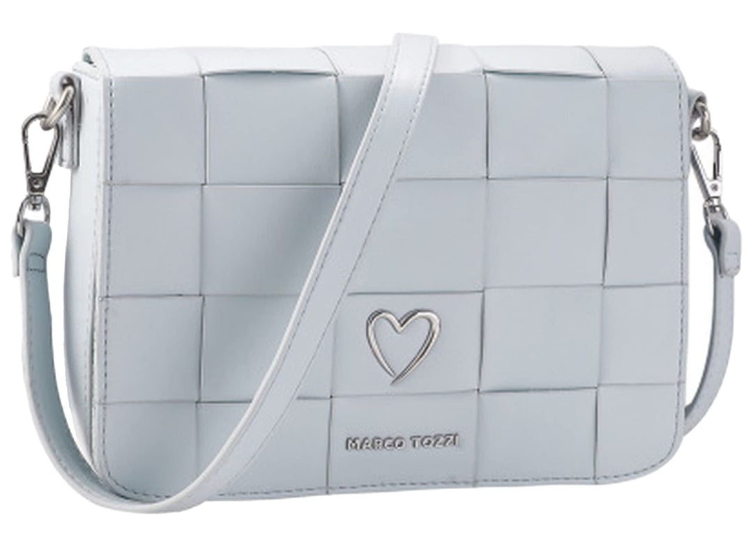 MARCO TOZZI Damen Umhängetasche Flechtoptik Herz Niete 2-61035-20 Blau, Blau