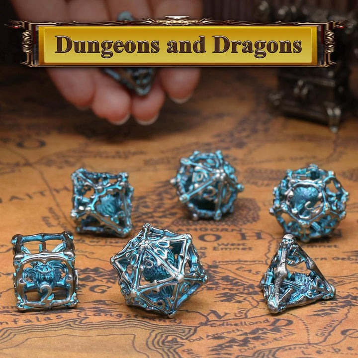Beholder Würfelset, DND Würfel Metall Dice Set, ZHOORQI W20 Würfel Polyedrische Würfel für Dungeons