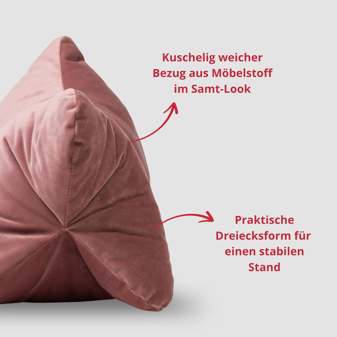 liebling Samt Lesekissen für Bett und Sofa, Bücherkissen, Lesehilfe, 40x25 cm, Leseknochen, Serie Ne