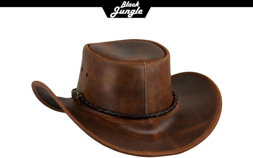 Black Jungle Kimbolton Lederhut, Westernhut, Australienhut, Cowboyhut S Ocker, S Ocker