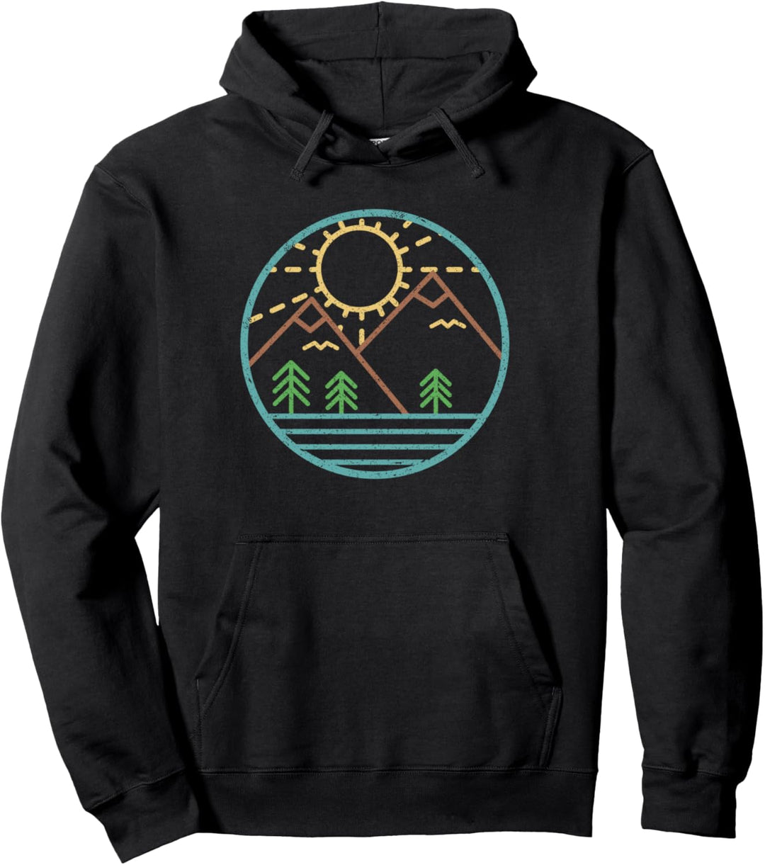 Geometrische Berg Natur Wanderer Camper Outdoor Trek Sonne Pullover Hoodie