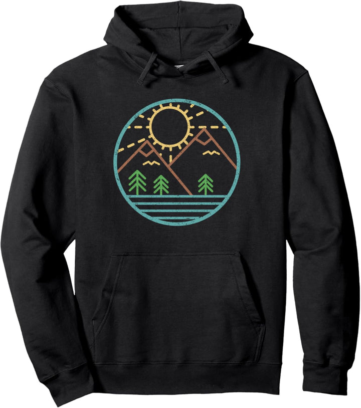 Geometrische Berg Natur Wanderer Camper Outdoor Trek Sonne Pullover Hoodie