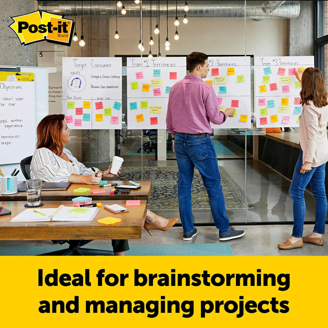 Post-it Super Sticky Meeting Chart Wall Pad, Weiss, unliniert, 2 Blöcke, 584 mm x 508 mm + 8 Command