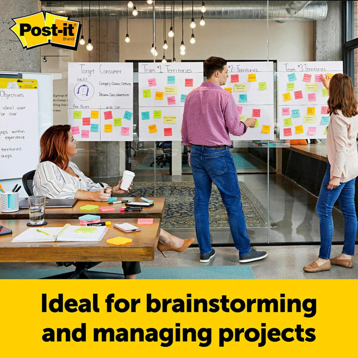 Post-it Super Sticky Meeting Chart Wall Pad, Weiss, unliniert, 2 Blöcke, 584 mm x 508 mm + 8 Command