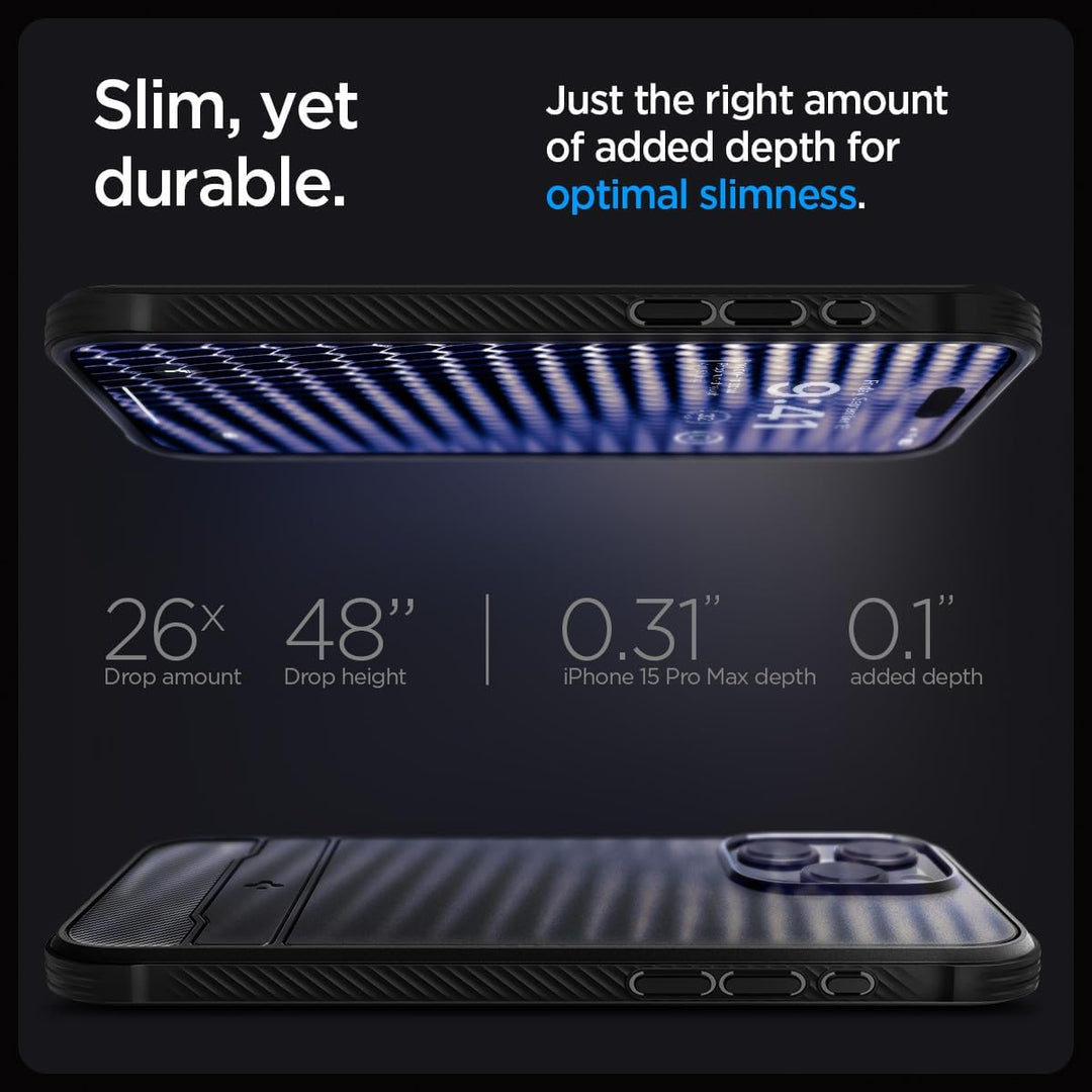 Spigen Rugged Armor MagFit Hülle Kompatibel mit iPhone 15 Pro Max -Matte Black, Matte Black