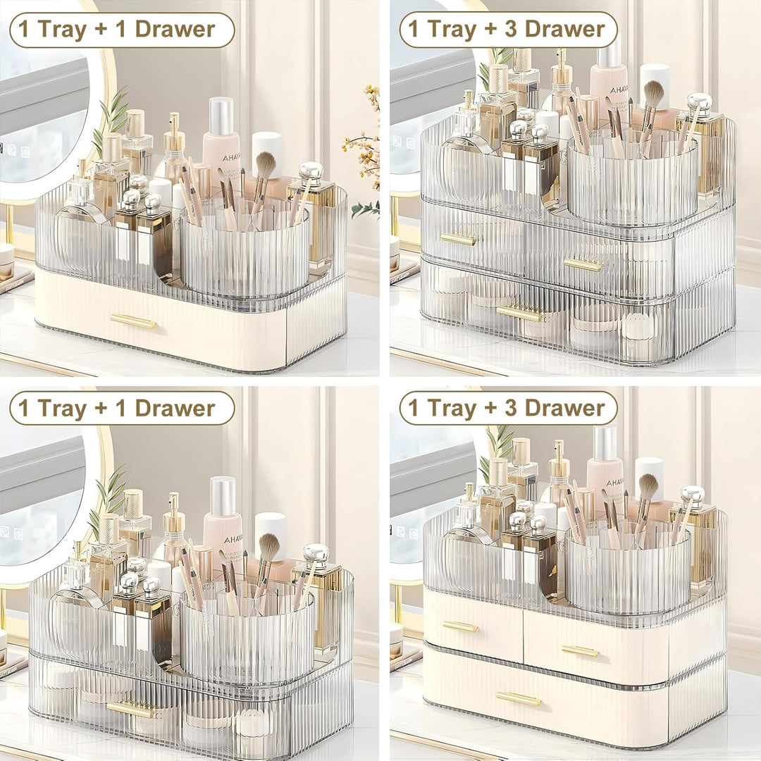 DASITON Make Up Kosmetik Organizer, 360° Drehbar Make Up Pinsel Organizer, Grosser Kosmetik Aufbewah