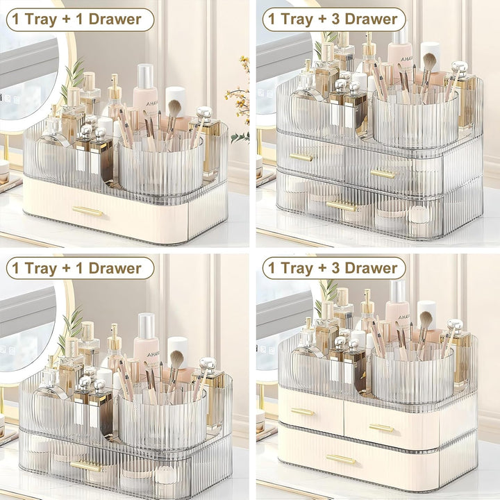 DASITON Make Up Kosmetik Organizer, 360° Drehbar Make Up Pinsel Organizer, Grosser Kosmetik Aufbewah