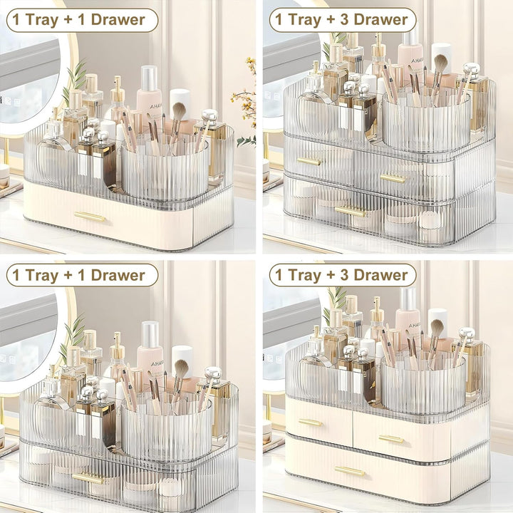 DASITON Make Up Kosmetik Organizer, 360° Drehbar Make Up Pinsel Organizer, Grosser Kosmetik Aufbewah