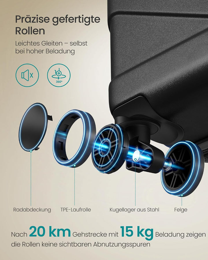 SONGMICS Koffer, Reisekoffer, Hartschalenkoffer mit TSA-Schloss, Koffergurt, ABS-Trolley, 4 Zwilling