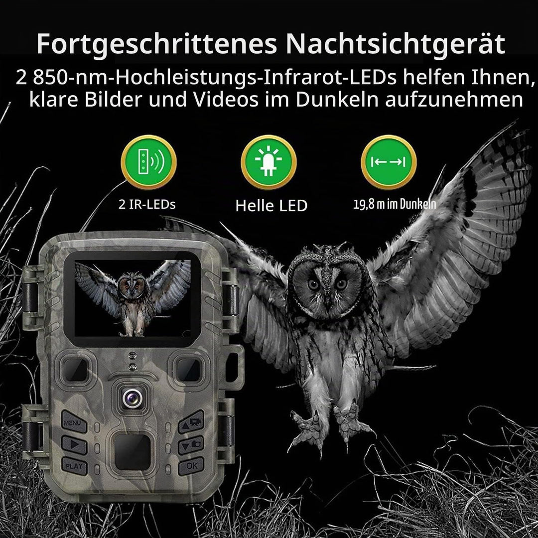 Mini Wildkamera 20MP 1080P HD Wildtierkamera 850nm IR LEDs Wildkamera mit Nachtsicht Bewegungsmelder