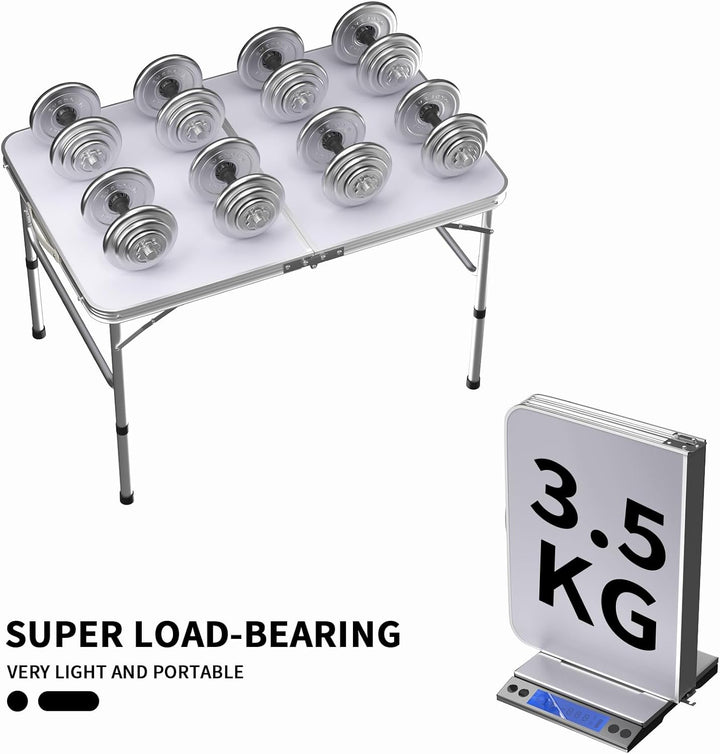 EFAN Campingtisch, zusammenklappbar, höhenverstellbar, zusammenklappbar, aus Aluminium, leicht und t
