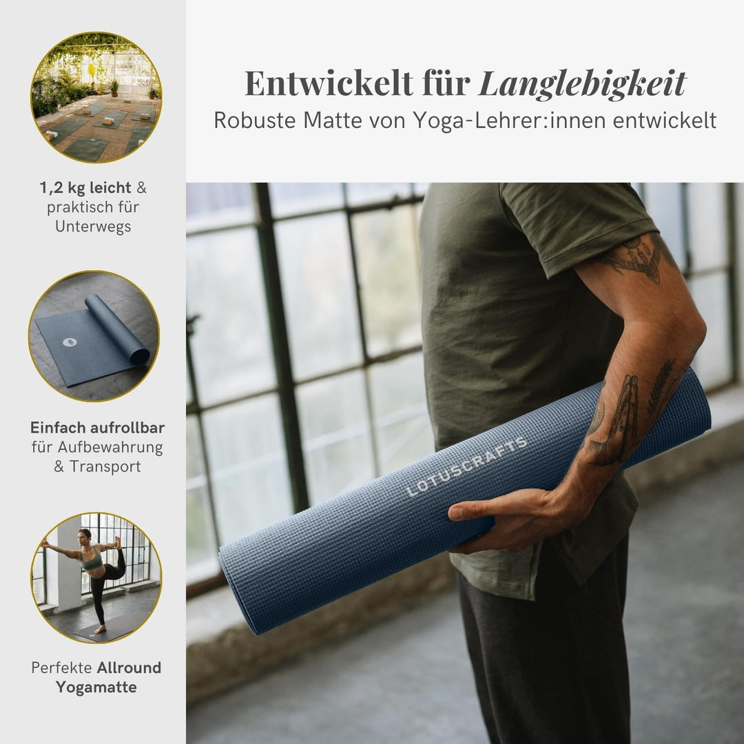 Lotuscrafts Yogamatte Mudra Studio XL [5mm Dicke] - Hautfreundlich & Schadstoffgeprüft - für Anfänge