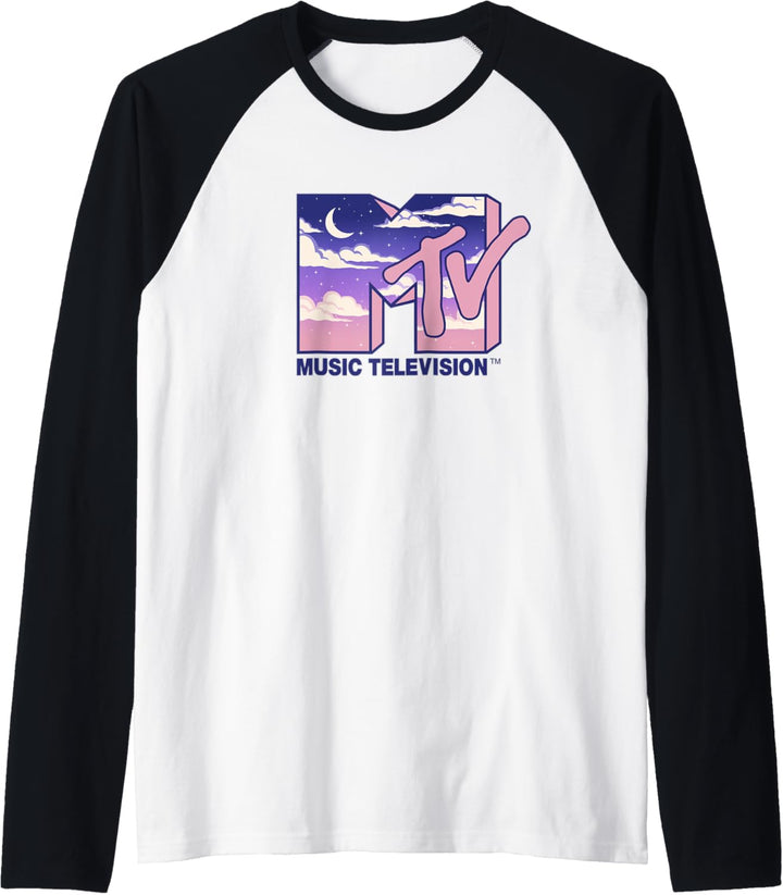 MTV Music Television Cloudy Night Logo Fill Raglan