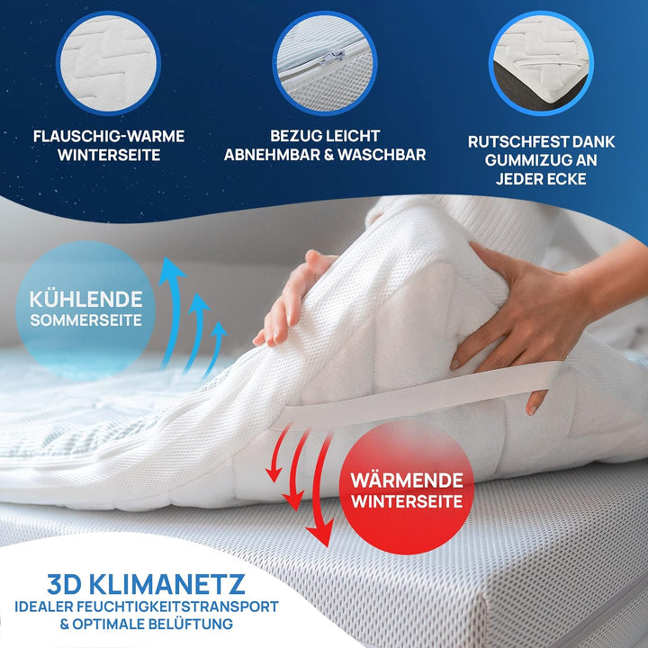 LILENO HOME Matratzentopper 90x200 cm - viscoelastischer Matratzen Topper aus Memory Foam (Dicke 8 c