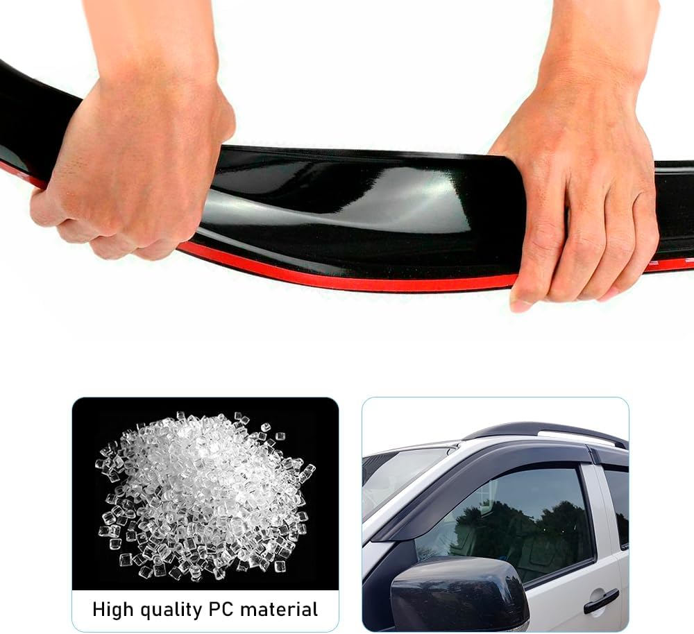 JHCHAN Winddeflektoren Windabweiser für Isuzu D-MAX 2012-2019 Doppelkabine Smoke Schwarze 4 Stück