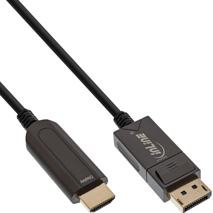 InLine 20m DisplayPort auf HDMI Konverter Kabel AOC, aktives Hybridkabel, 4K 60Hz, Metallstecker, Pl