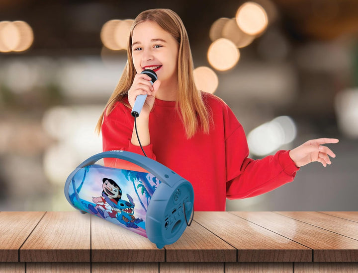 Lexibook, Disney Stitch, Kabelloser Lichtlautsprecher mit Mikrofon, Stereosound, Karaoke-Funktion, U