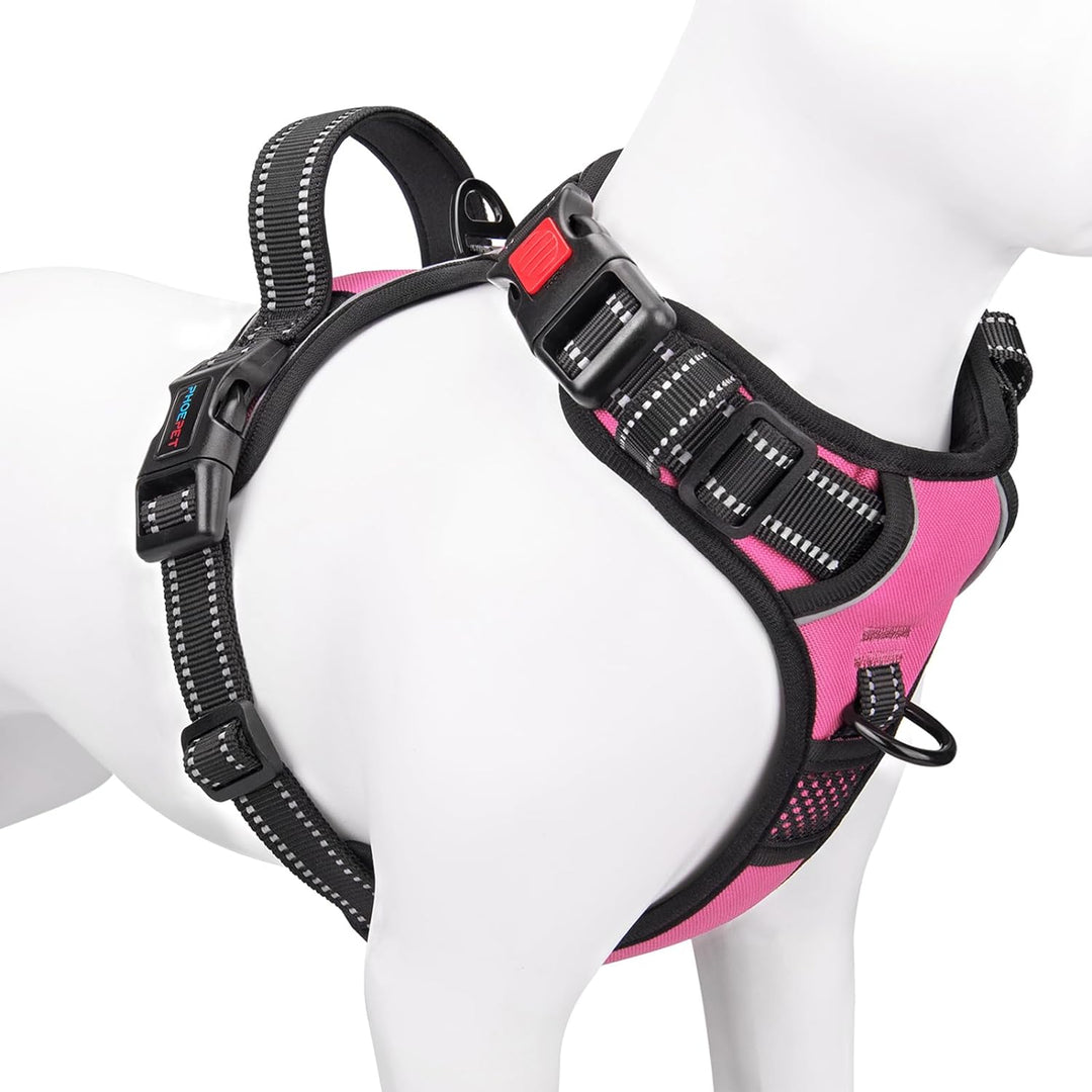 PHOEPET Hundegeschirr ohne Zug für kleine Hunde, reflektierende, verstellbare Front-Clip-Weste mit G