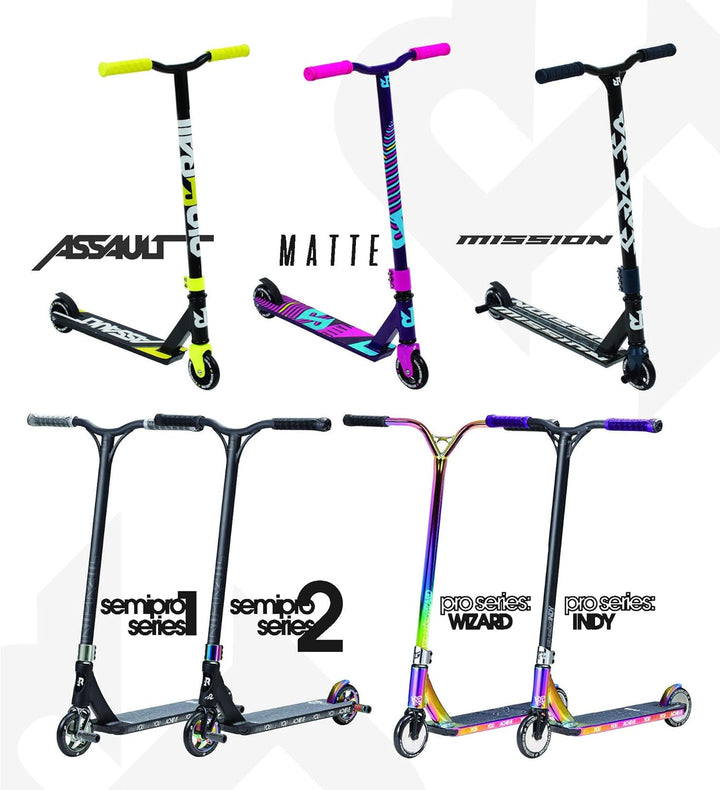 Riprail Matte Stunt Scooter in Ghost Silver mit Alloy Deck, Alloy Core Wheels und ABEC-9 Bearings
