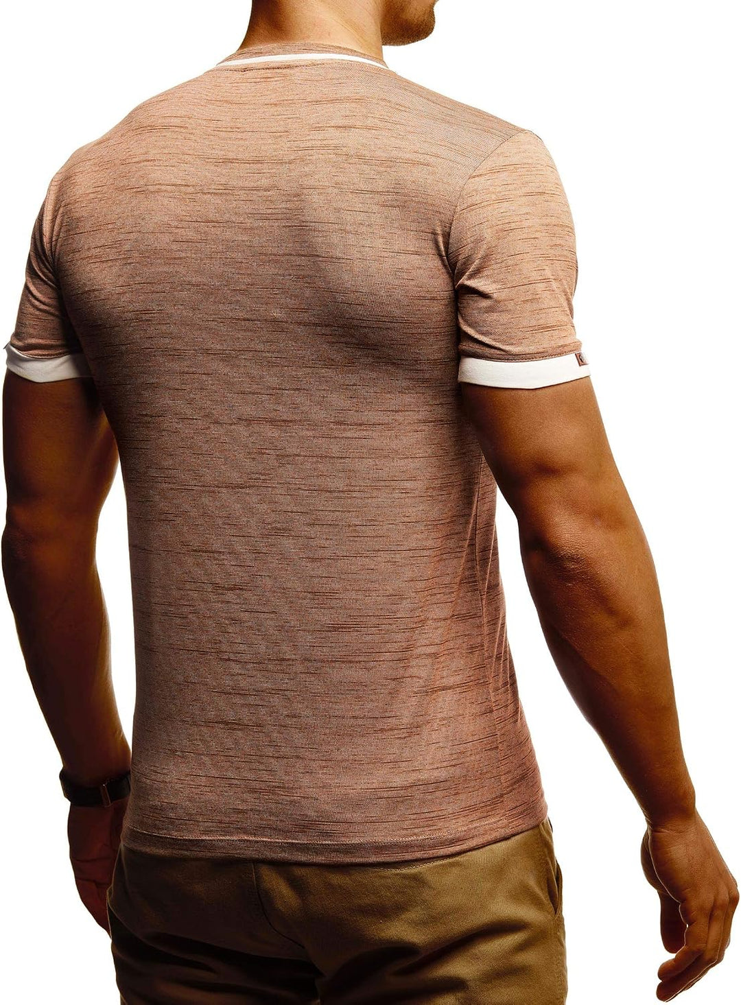 Leif Nelson Sommer T-Shirt Herren V-Ausschnitt - Coole Tshirts lang V-Neck aus Baumwolle - Casual Ba