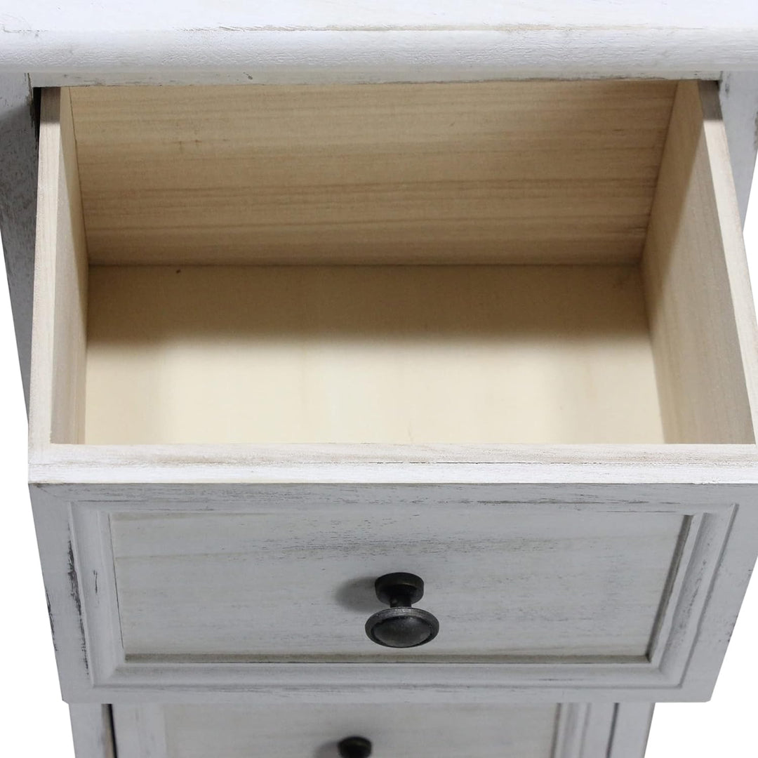 Rebecca Mobili Zusammengebaute Kommode mit Schubfächern, Schmaler Nachttisch MDF Holz, Weiss Grau, 4