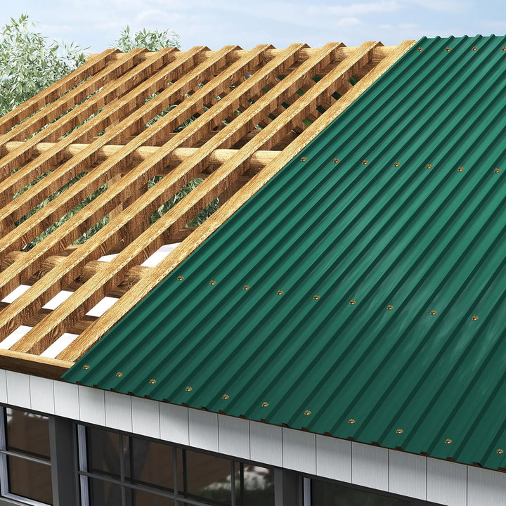 Aufun 12x Wellplatten Trapezblech Verzinkter Stahl 129.5cm x 45cm = 6.99 m² - Dachblech für Geräteha