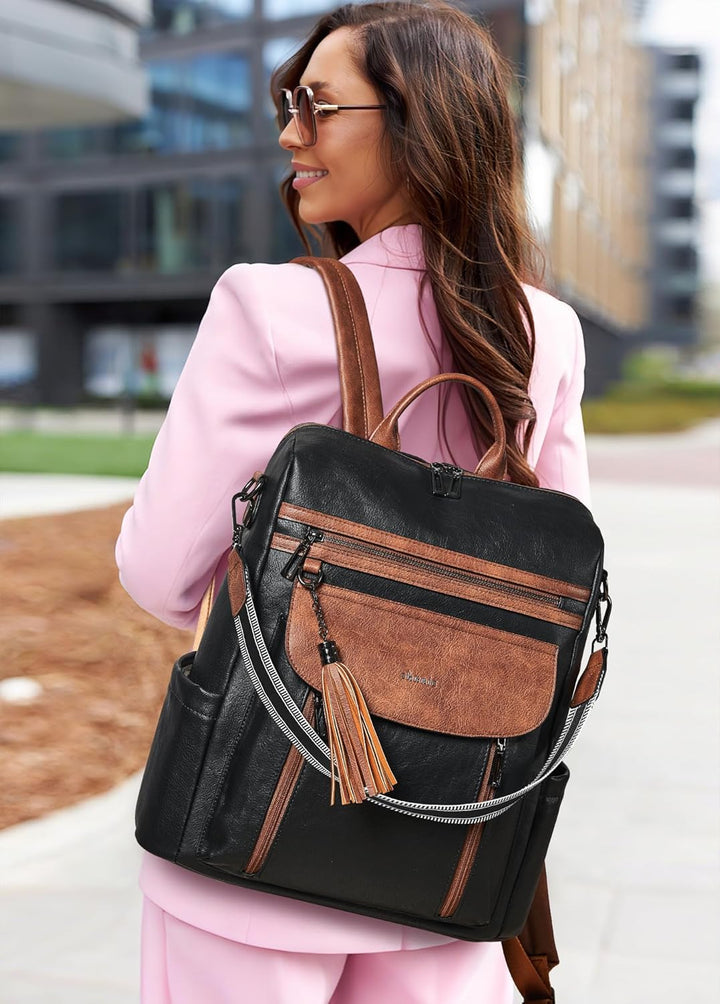 Shrrie Laptop-Rucksack für Damen, 15,6 Zoll Reise-Rucksack aus Leder, Handgepäck-Rucksack Computerta