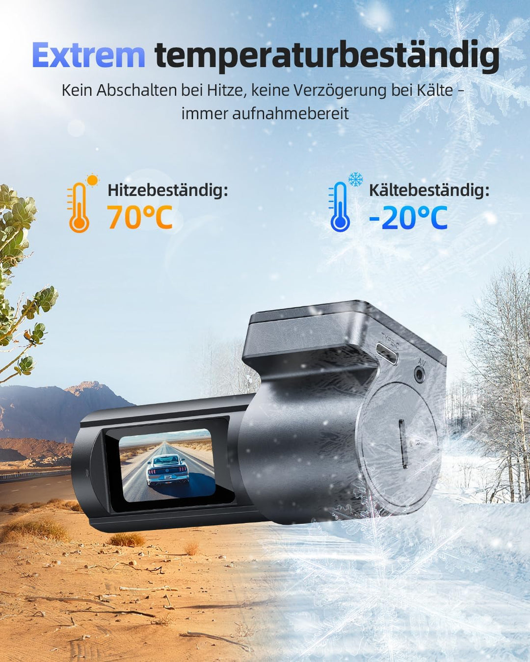 4K Dashcam Auto Vorne Hinten mit GPS 5GHz WiFi, Dual Dashcam 1,5″ IPS Display, Auto Kamera mit 64GB