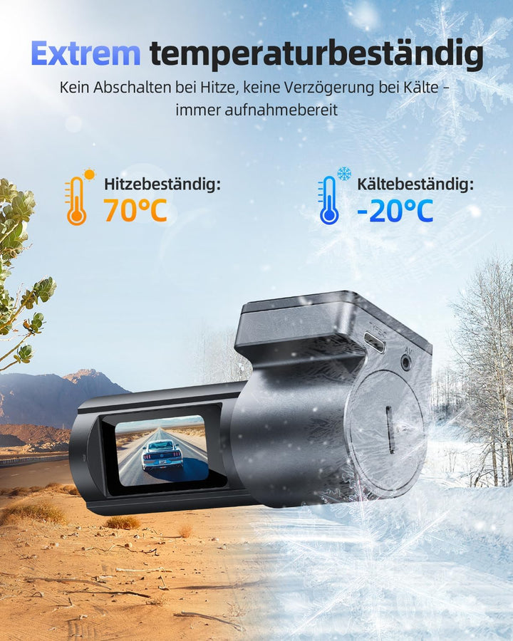 4K Dashcam Auto Vorne Hinten mit GPS 5GHz WiFi, Dual Dashcam 1,5″ IPS Display, Auto Kamera mit 64GB