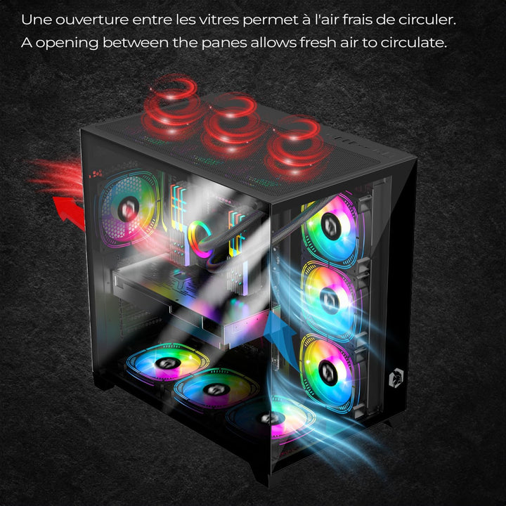 EMPIRE GAMING - (2024 Neu) Gamer PC-Gehäuse CL-242 – ARGB Medium Tower ATX, Micro-ATX und ITX – 7 Lü