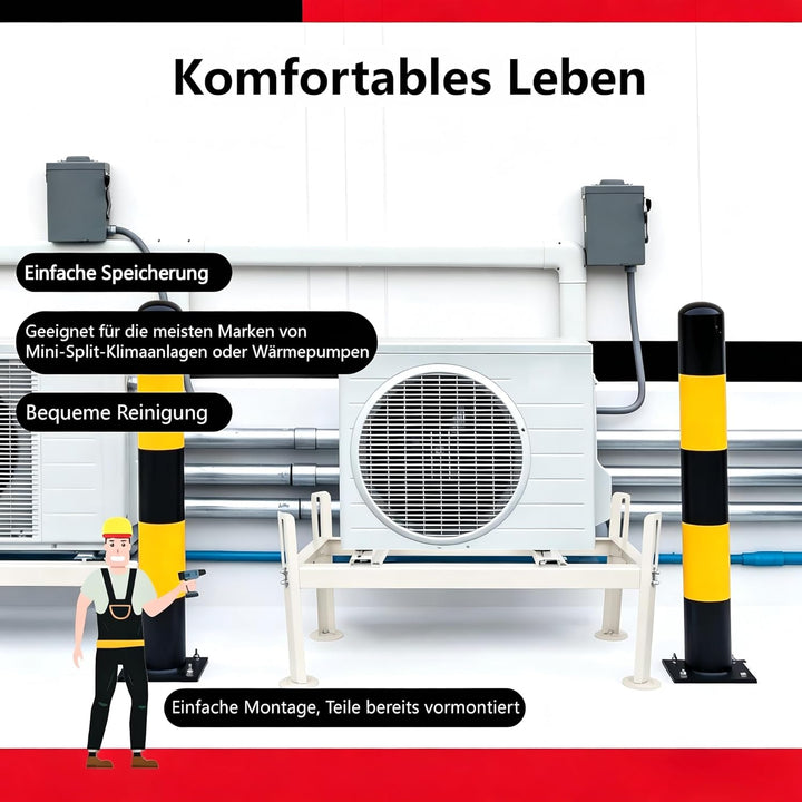 Wostore Wärmepumpe Bodenständer Klimaanlage Bodenkonsole Klimaständer Gestell bis 140 kg 9000-24000