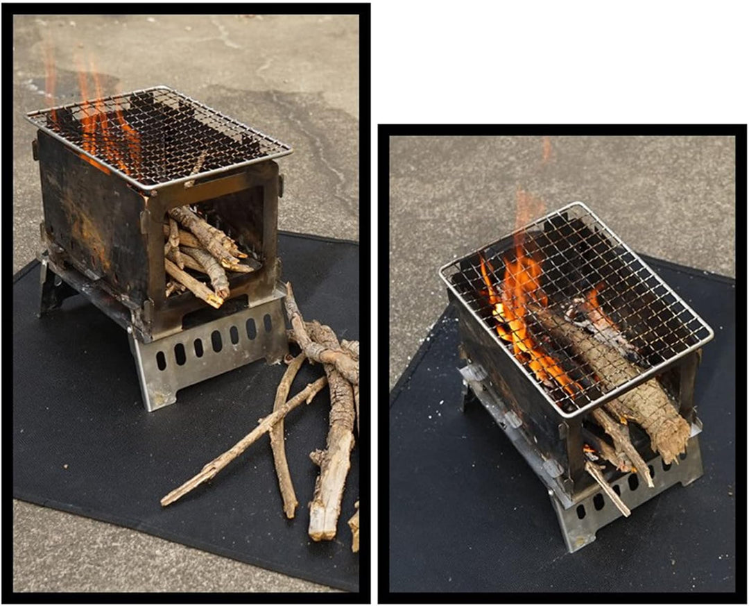 Feuerfeste Matte 45x37cm - Hitzebeständig bis 550°C - Für Kamin, BBQ, Grill &amp; Feuerstelle, Feuerscha