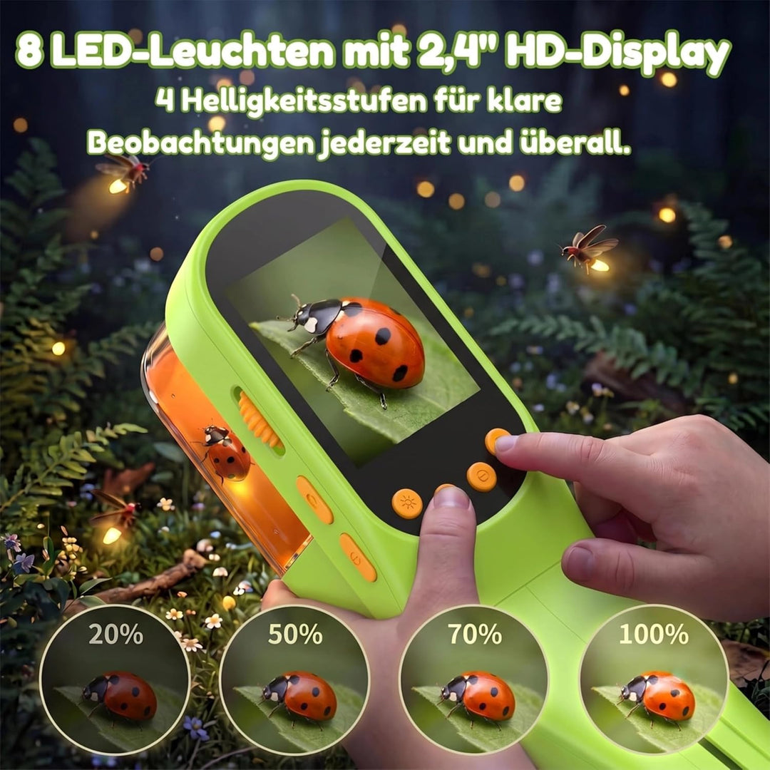 Insektenfänger Kinder, Mikroskop 500X IPS 2,4" 1080P STEM Spielzeug Verde Hierba Insektenfänger Kind