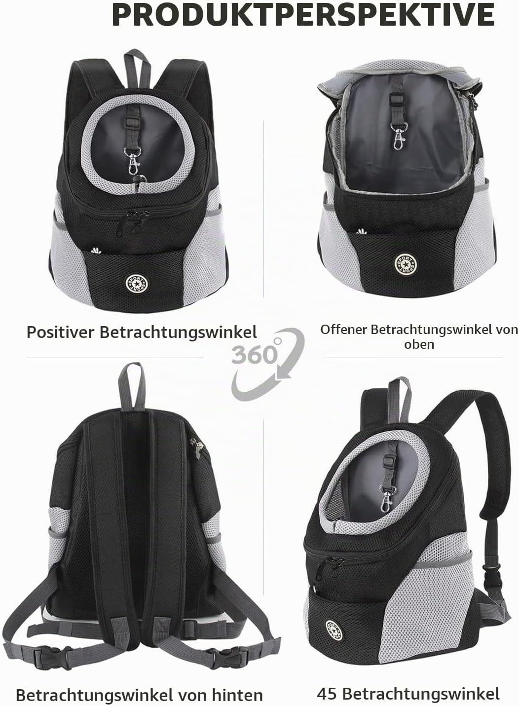 PETCUTE Hundetragerucksack,Verstellbarer Haustier Rucksack für Kleine Hunde und Katzen,Gepolsterter