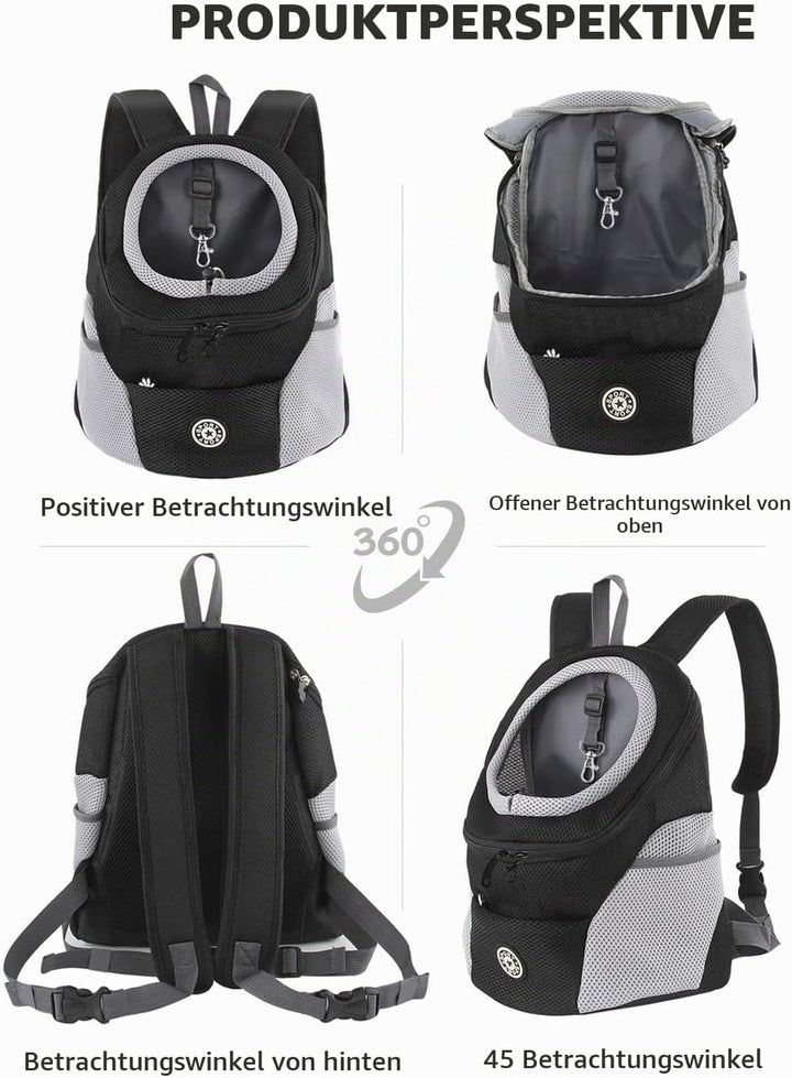 PETCUTE Hundetragerucksack,Verstellbarer Haustier Rucksack für Kleine Hunde und Katzen,Gepolsterter