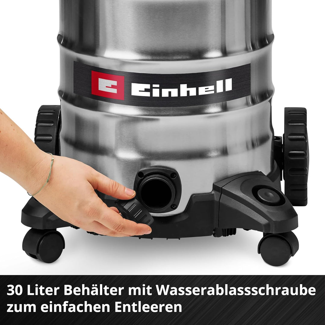 Einhell Nass-Trockensauger TC-VC 3055 SA (900 Watt, 190 mbar, Automatiksteckdose, 30 L Edelstahlbehä