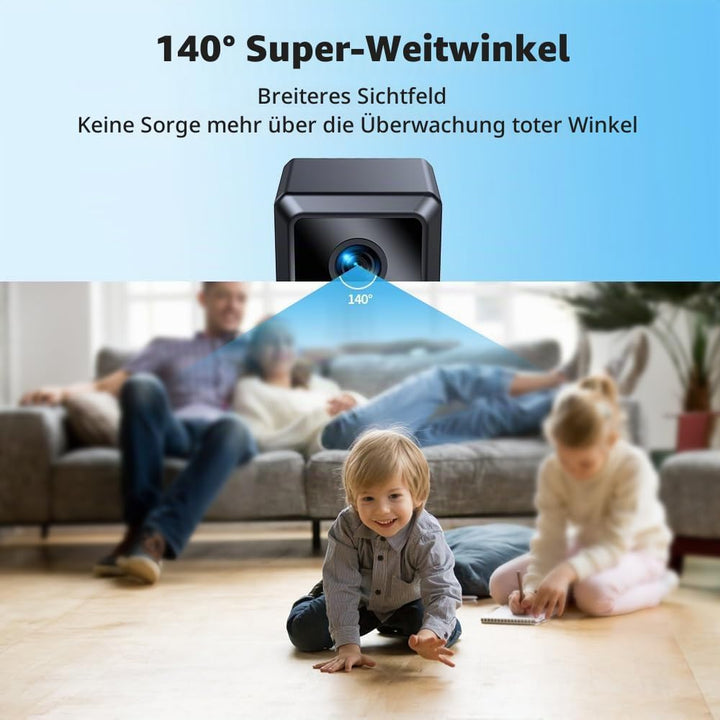 Mini Kamera 1080P – WLAN Überwachungskamera Innen mit Live-Übertragung per App, Bewegungserkennung,