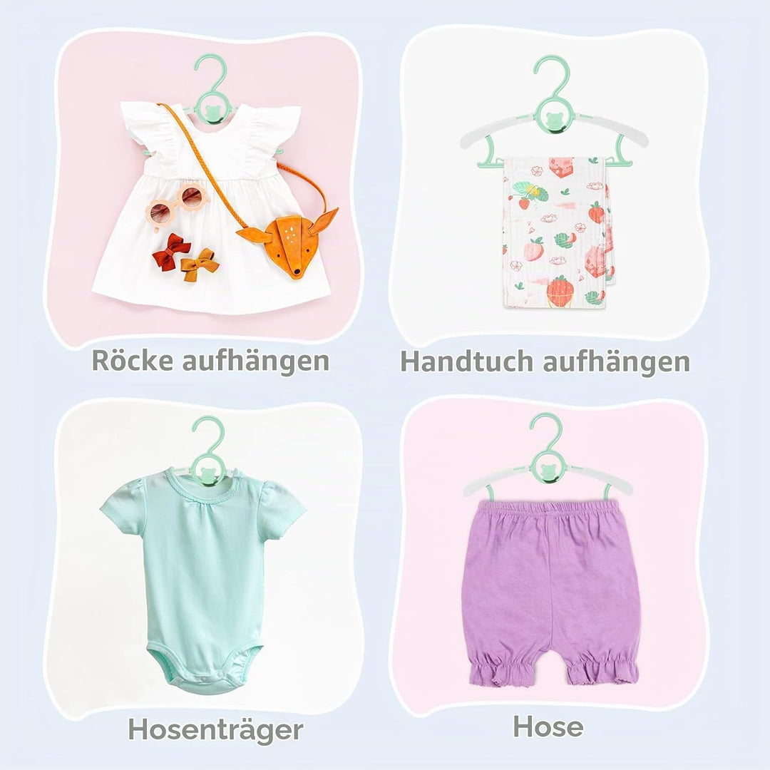 JurciCat 20 stück Kinderkleiderbügel Fkleiderbügel Kinder Kinderbügel Ausziehbare Kunststoff mit Sta